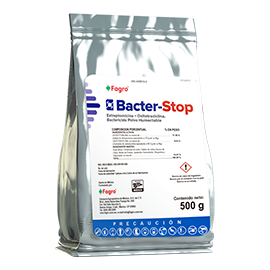 Bacter-Stop Bactericida Agrícola a base de Estreptomicina + Oxitetraciclina.
Polvo Soluble