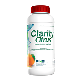 Clarity Citrus Emulsión de ceras de alto brillo y secado rápido indicado para la exportación.