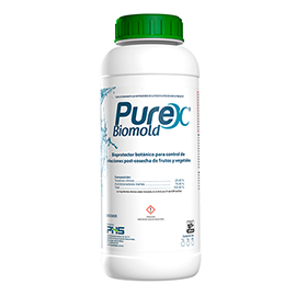 Purex Biomold Bioprotector botánico para prevención y control de ataques de microorganismos patógenos en frutas y vegetales en postcosecha.