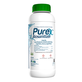 Purex Biosanitizer Es un producto fitofortificante para su uso sobre superficies, frutas y hortalizas, desinfecta a las mismas de manera que reduce el riesgo de proliferación de patógenos.